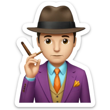 Retro Mobster with colored suits and hats without cigar sticker