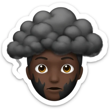 A pitch black head covered in black smoke  sticker