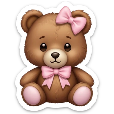 Teddy bear with light pink bow  sticker