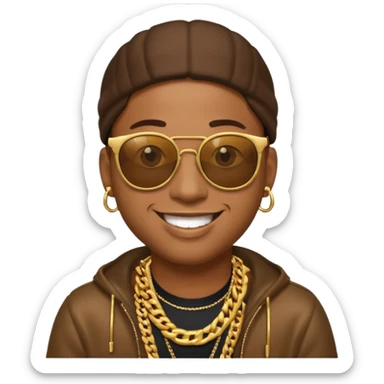 rapper emoji making a hand sign, gold chain, sunglasses sticker
