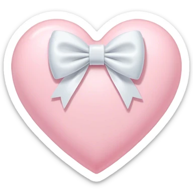 Pastel pink heart with white bow sticker