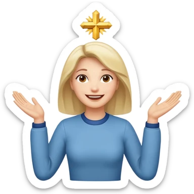 Lady with hands lifted in praise to God  sticker