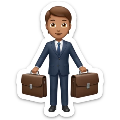 business man holding briefcase, apple emoji style sticker