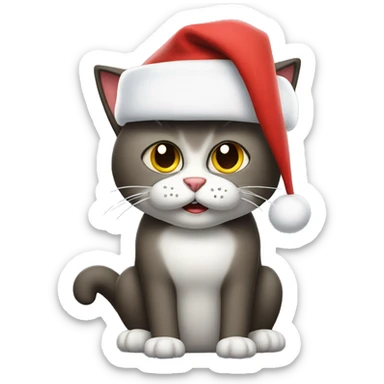 Make an angry cat with a Santa hat sticker