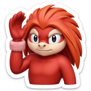 Sonic the hedgehogs friend knuckles a red animal with peach arms and white gloves sticker