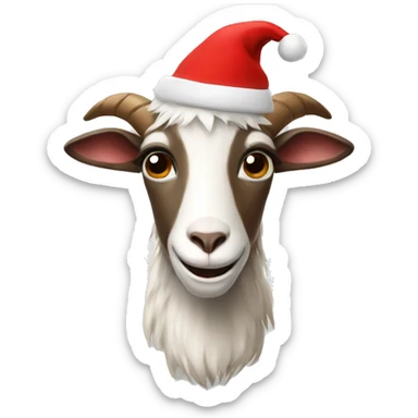 A goat with a Christmas hat sticker