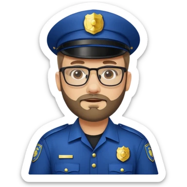 Police officer with glasses and beards(different uniform) sticker