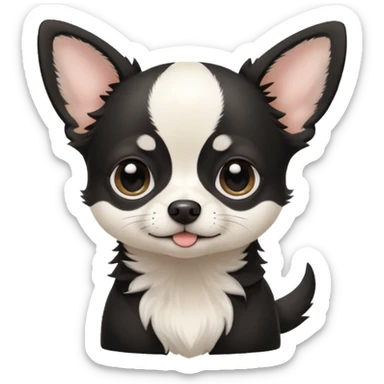 A black and white chihuahua emoji please with a thin white line on the center of head sticker