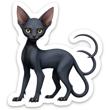 Futuristic Black Dark Abyssal Ethereal Modern Amaura-Bayleaf-Abyss-Lykoi-Sphynx-Fakémon-creature-hybrid Full Body sticker