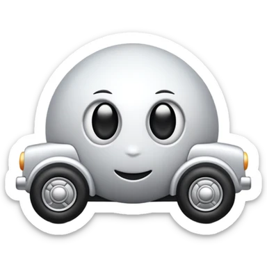 Metal cute black eyes ball driving on 4 car wheels sticker