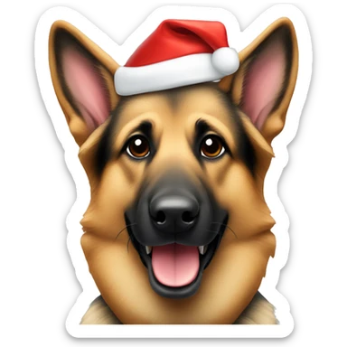 german shepherd dog with santa hat sticker