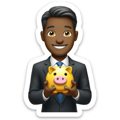 happy business man saving money sticker