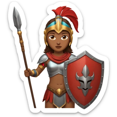 woman spartan warrior holding spear and shield sticker