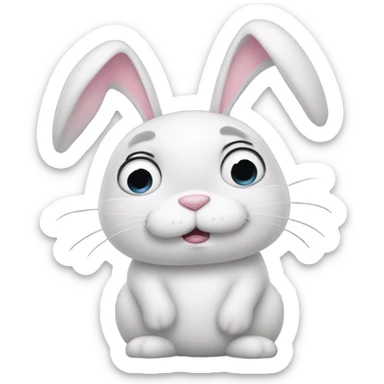 sad bunny with big frown on its face  sticker