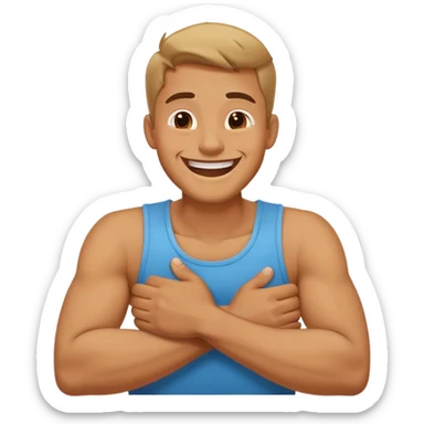 arms crossed holding neck guy laughing  sticker