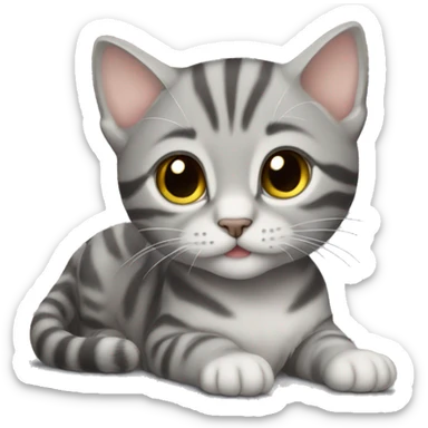 Gray tabby kitten laying sticker