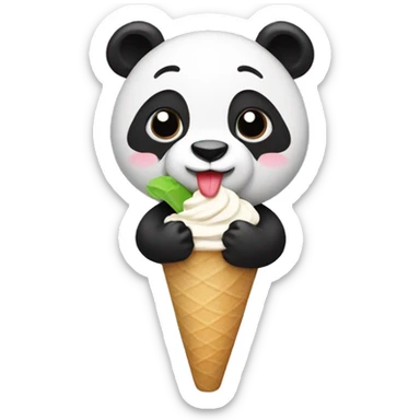 Panda eating ice cream sticker
