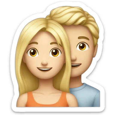 A blond boy who kisses a pretty blonde girl  sticker