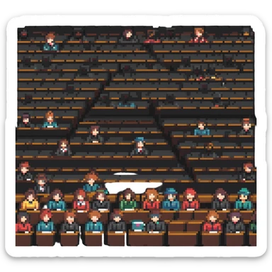 student audience listening to a lecture sticker