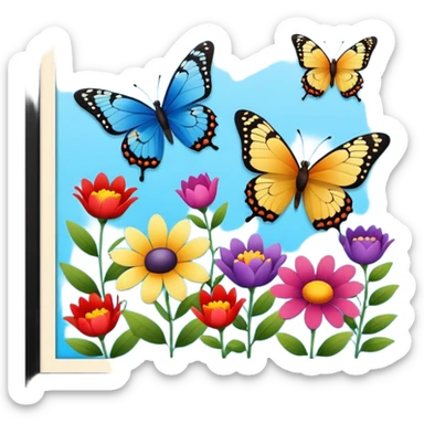 flowers butterflies frame certificates for kids sticker