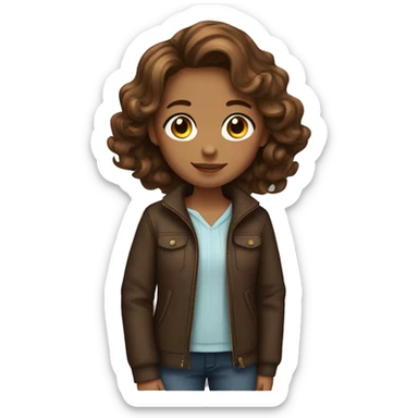 a tanned brown hair girl with wavy hair sticker