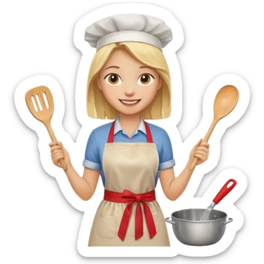 Blonde girl, cooking , cleaning  sticker