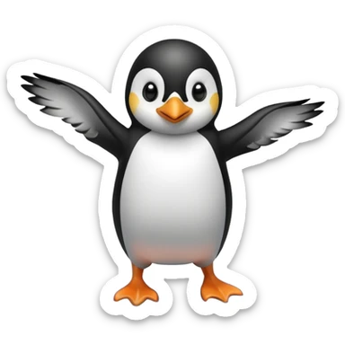 Penguin with a swimsuit on jumping off pebbles into the sea sticker