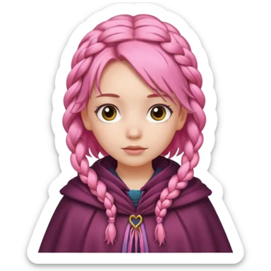 girlwith pink braided hair, cloak sticker