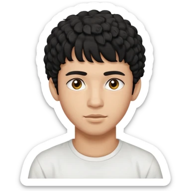 Young man with black curly hair fringe Haircut and light dark skin, moroccan / amazingh race sticker