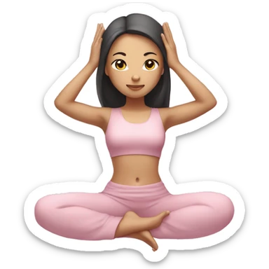 asian yoga girl light pink clothes  sticker