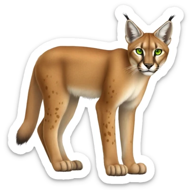 Beige Lynx-Caracal-hybrid with orange points with spots, green eyes brown toes, and short tail, full body sticker