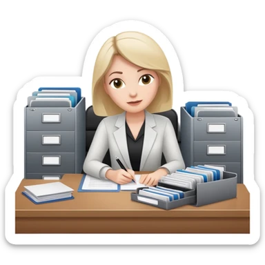 white women reviewing files at desk with 3 file folders on the desk sticker