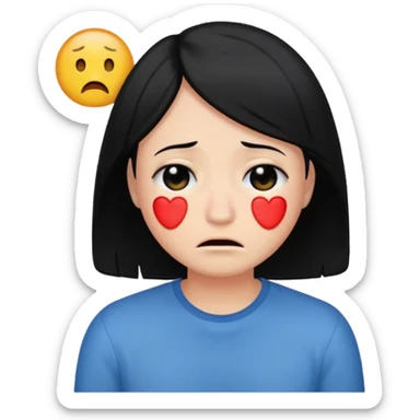 I’m so lonely with black hair emoji sticker
