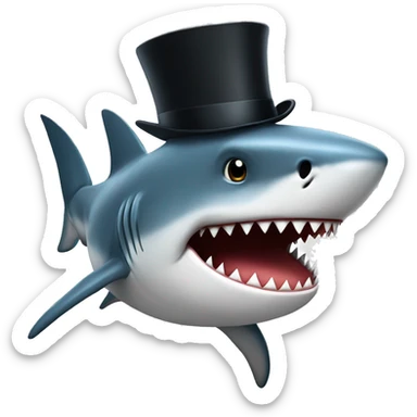 Shark with a top hat sticker