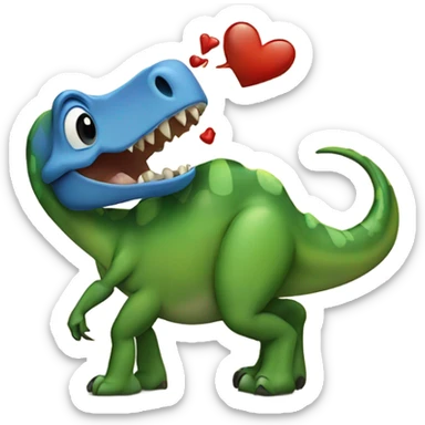 A dinosaur kissing an ant  sticker