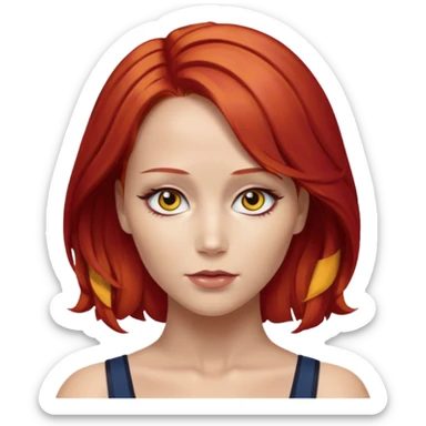 x-men mystique red hair yellow eye looks like jennifer lawrence sticker