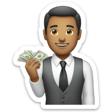 a business man giving money sticker