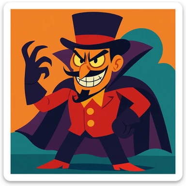 villain, colorful cartoon style, evil expression, simple background sticker