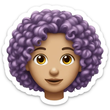 European, purple curly hair, woman, teenager, nose ring. sticker