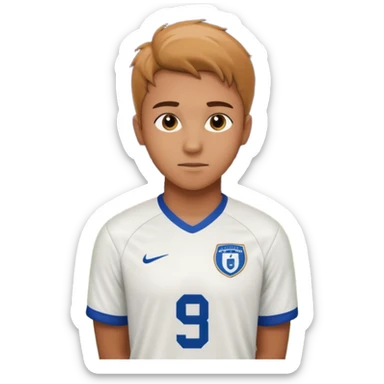 Undergraduate soccer player on college field, focused look, campus stadium lights, cinematic, realistic sticker