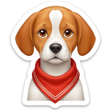 Realistic orange and white beagle with red handkerchief around neck  sticker