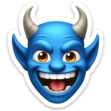 Happy Blue Satan picture on a Shirt  sticker