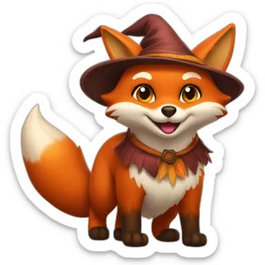 fox with autumn witch hat sticker