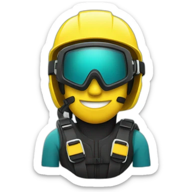 scuba diving and wearing a construction helmet sticker