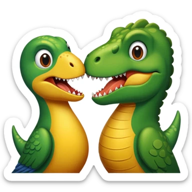 A bird kiss a trex sticker