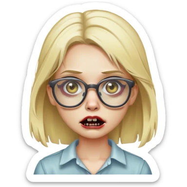 a zombie girl with blonde hair wearing glass sticker