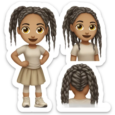 Light skin girl with long dark box braids running  sticker