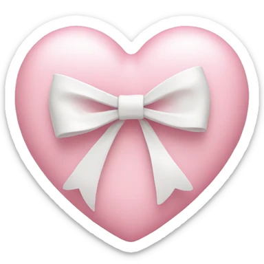 Pastel pink heart with white bow sticker