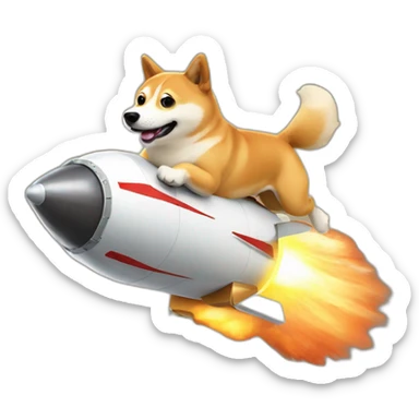 doge in a rocket flying sticker