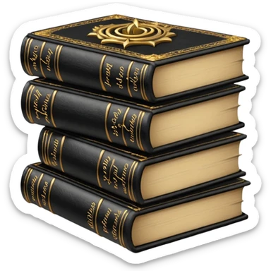 5 black gothic books on top sticker
